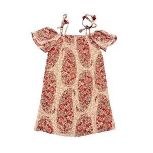 NWT Madewell Silk Cold Shoulder Mini Dress Pink Paisley Boho Hippie Women's XXS